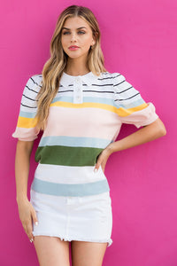 Collared Stripe Knit top